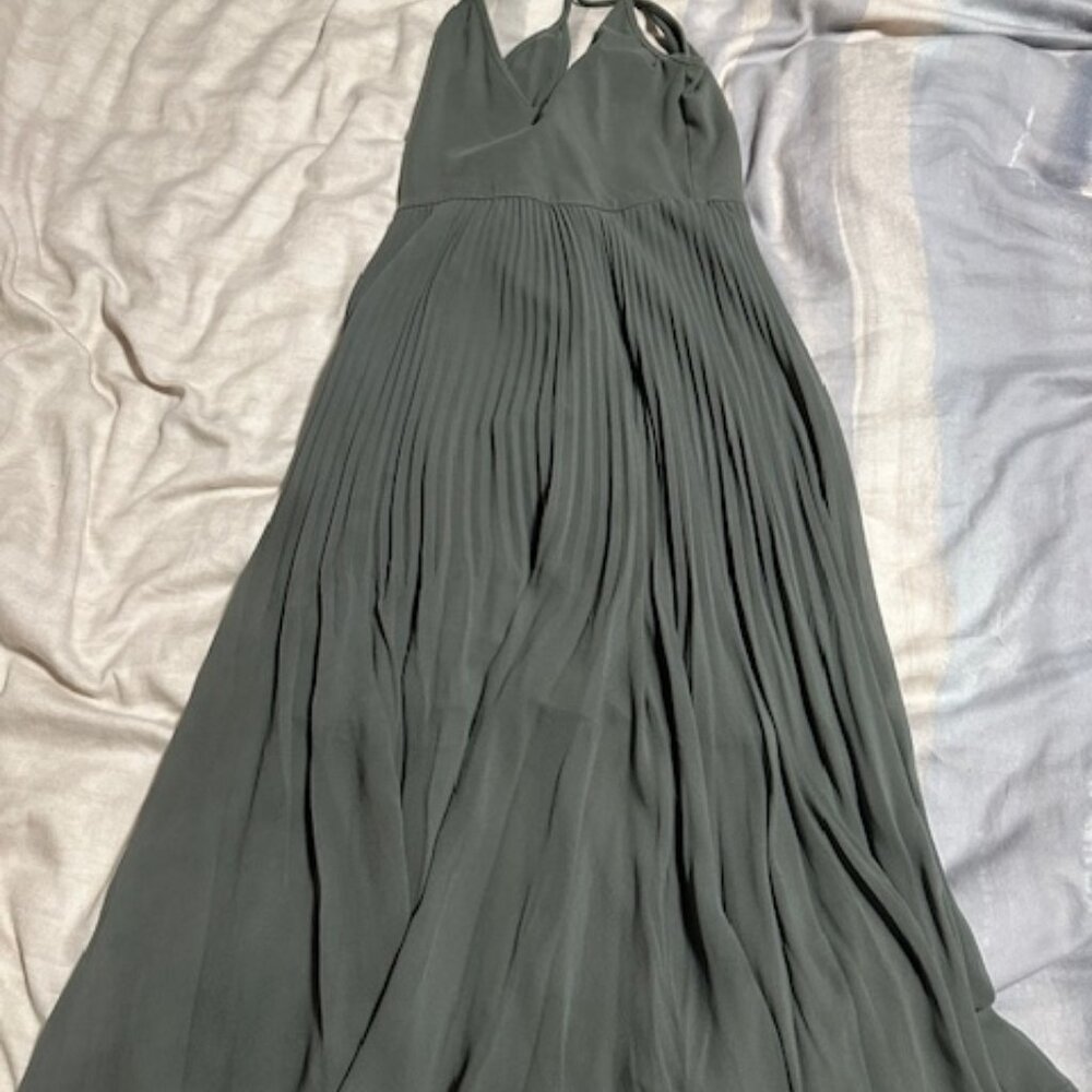 Wilfred Olive Green Pleated Midi Dress